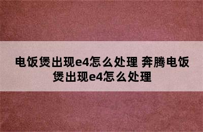 电饭煲出现e4怎么处理 奔腾电饭煲出现e4怎么处理